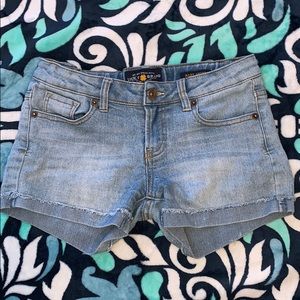 Light washed blue jean shorts